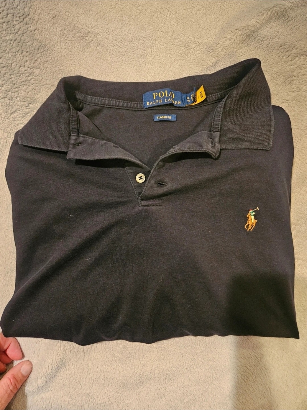 Ralph Lauren Black Polo Shirt with Embroidered Pony